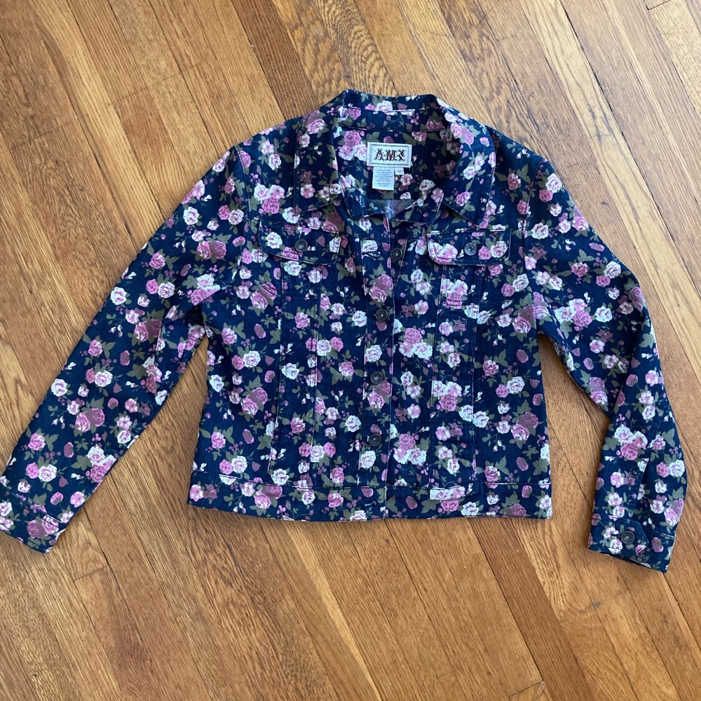 Floral denim jacket